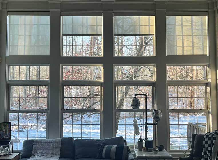 Living room with large windows